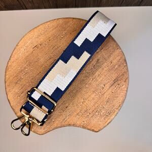 Wide Purse Strap Navy Blue Tan Crossbody Guitar Strap NEW FAST SHIP